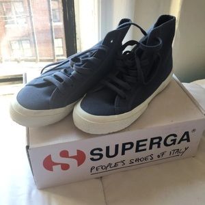 SUPERGA blue platform sneakers